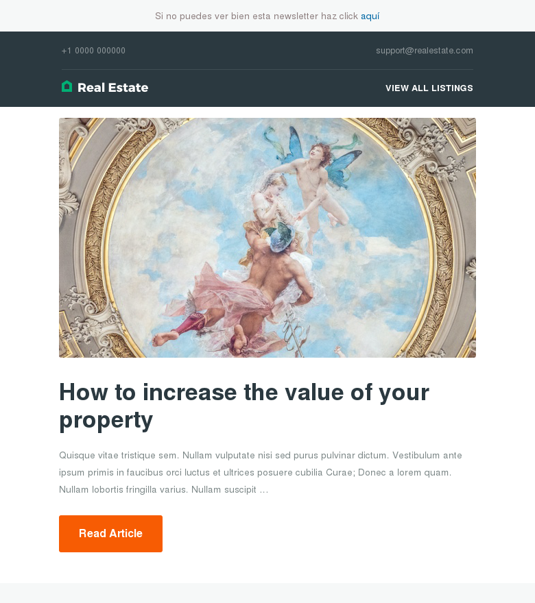 Plantilla email marketing From the real estate blog