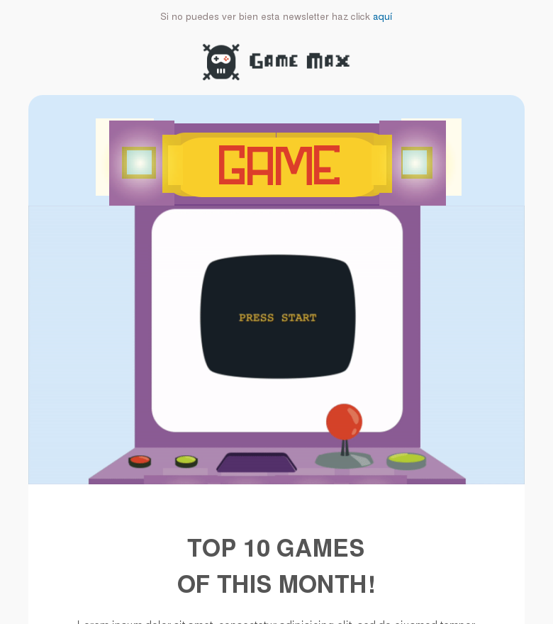 Plantilla email marketing Game on
