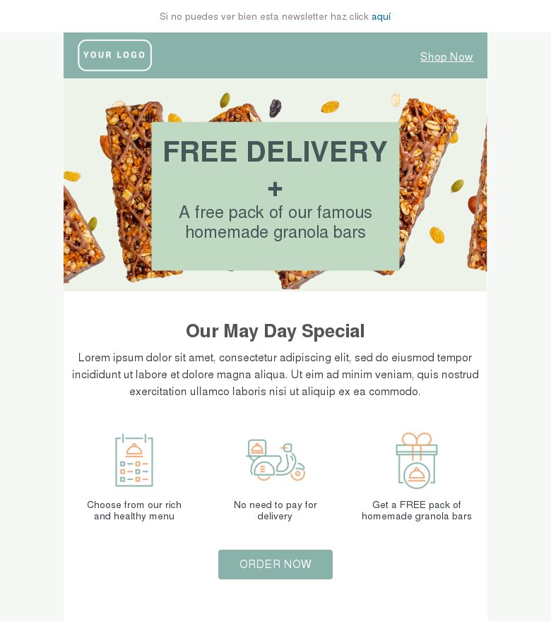 Plantilla email marketing Una oferta muy especial del Primero de Mayo