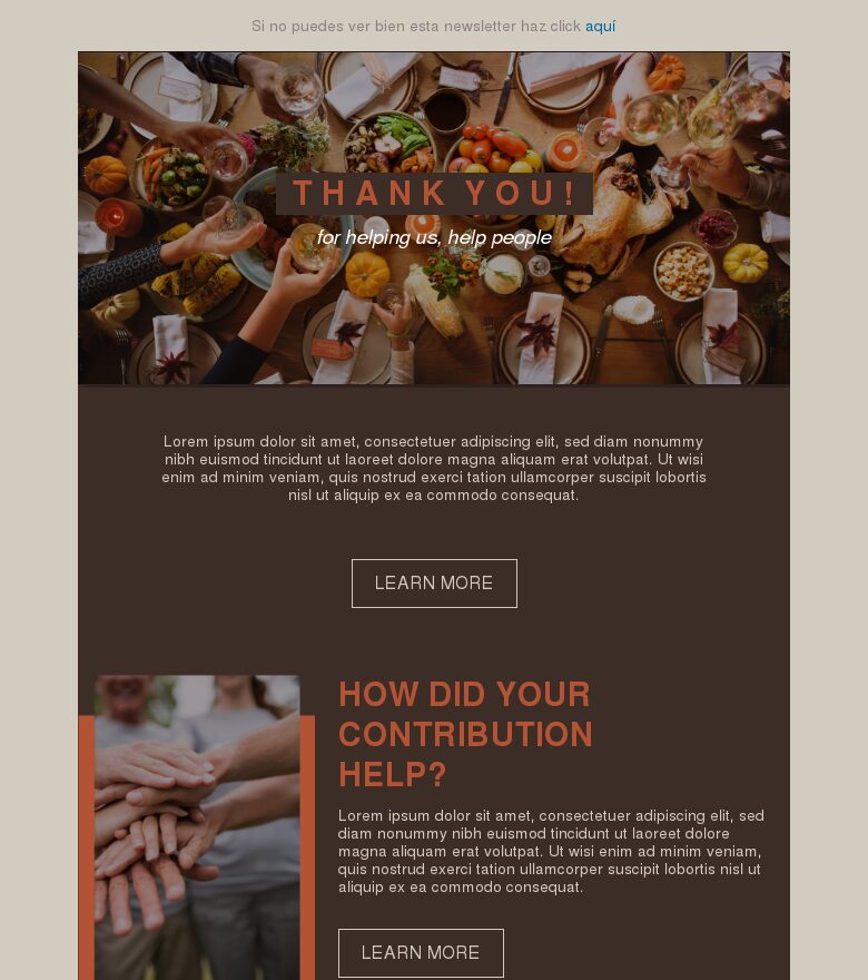 Plantilla email marketing Gracias por ayudarnos a ayudar