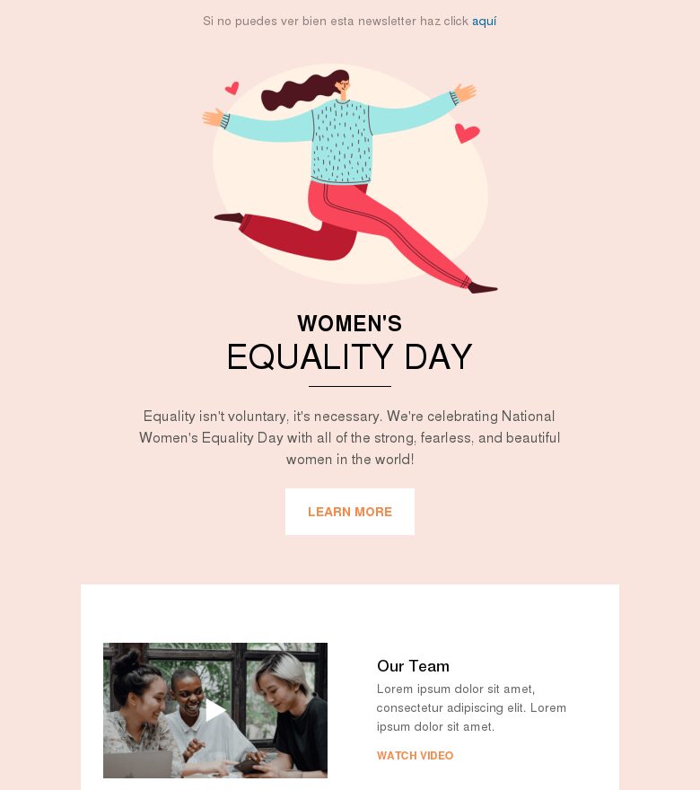 Email marketing template Es el Día de la Igualdad de la Mujer