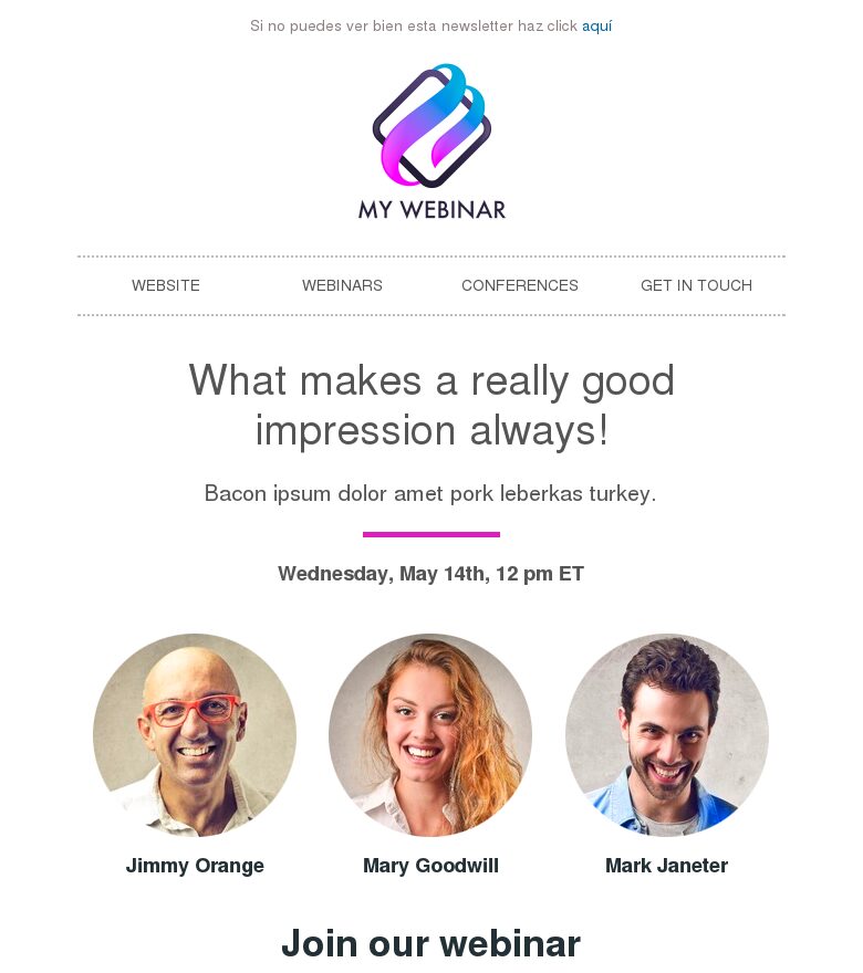 Plantilla email marketing Mi webinar