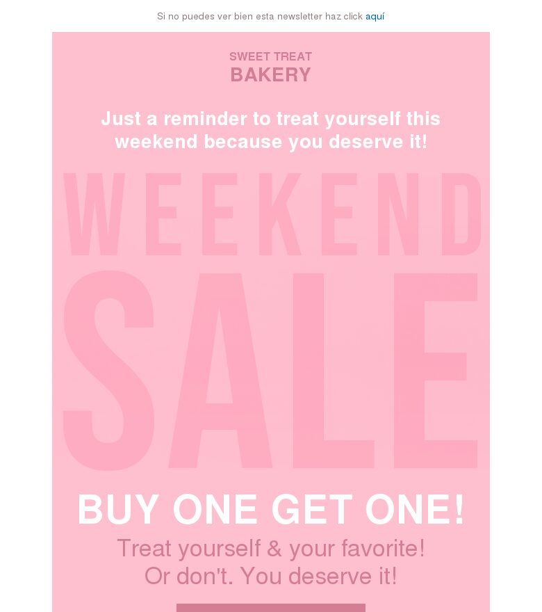 Plantilla email marketing Date un capricho: rebajas de fin de semana