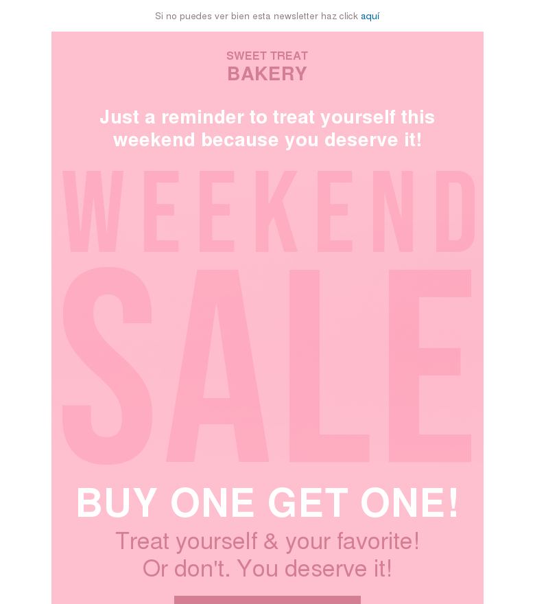 Plantilla email marketing Treat yourself weekend sale