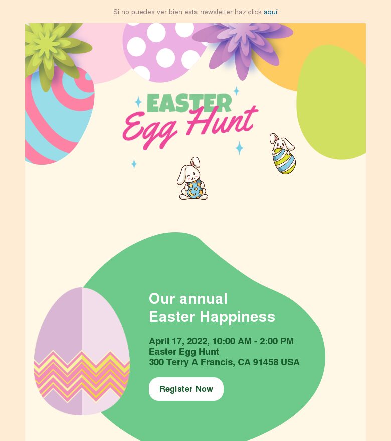 Plantilla email marketing Felicidad de Pascua