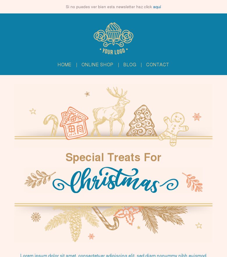 Plantilla email marketing Delicias especiales para Navidad