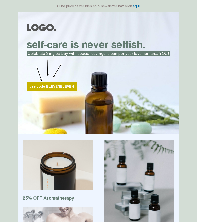 Plantilla email marketing Self care is never selfish