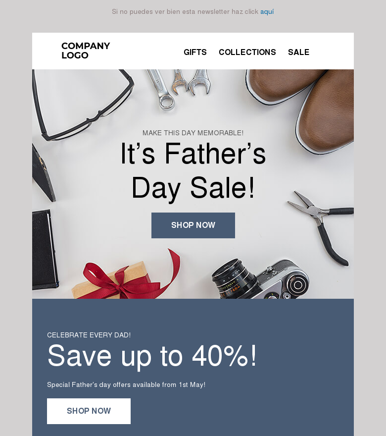 Plantilla email marketing Fathers day sale