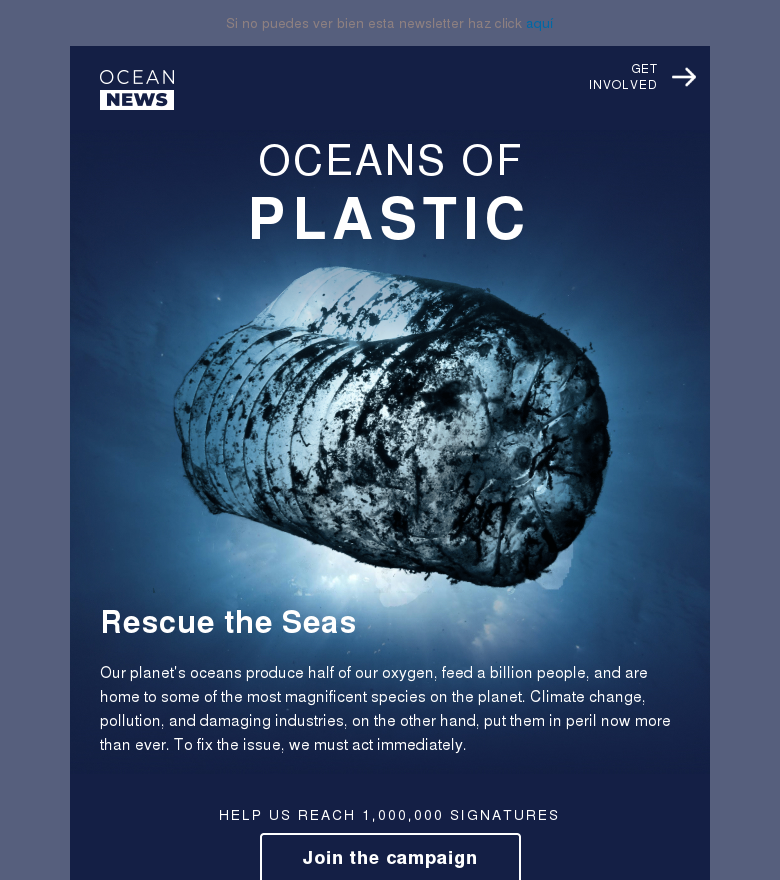 Plantilla email marketing World ocean day email
