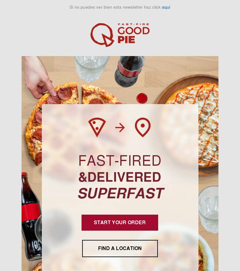 Plantilla email marketing Promoción de servicio de comida a domicilio