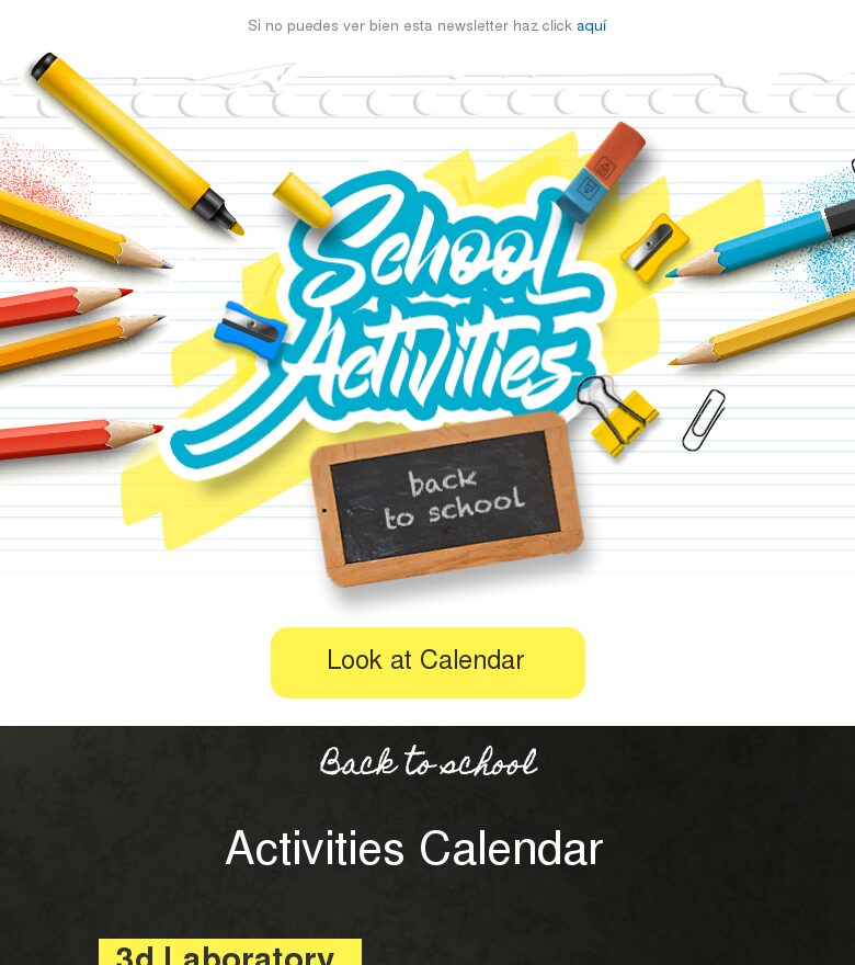 Plantilla email marketing Actividades escolares