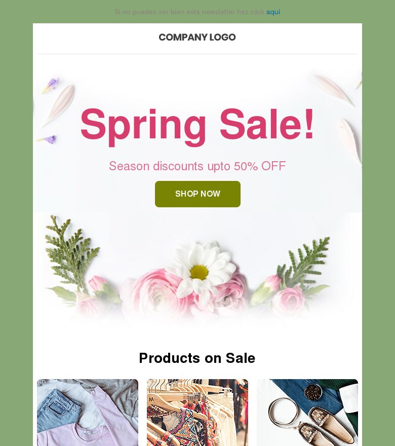 Plantilla email marketing Ofertas frescas