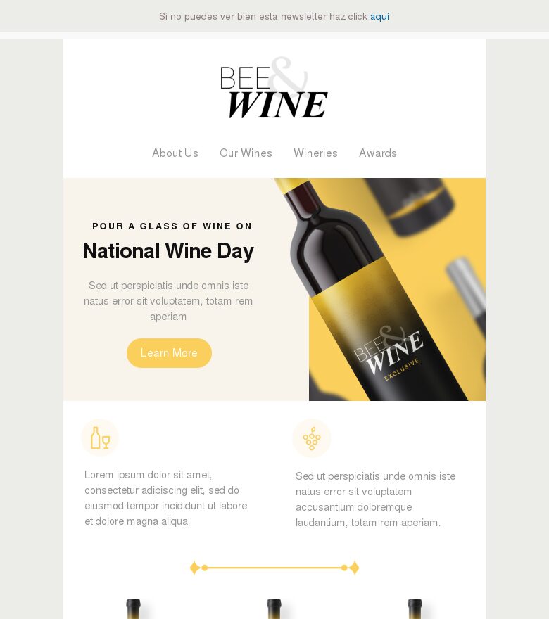 Plantilla email marketing Sírvete una copa de vino