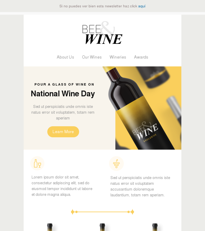 Plantilla email marketing Pour a glass of wine