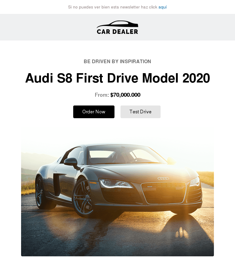 Plantilla email marketing Test drive