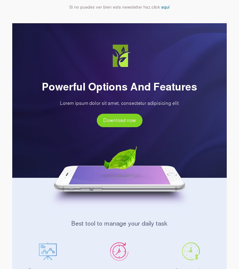 Email marketing template App verde