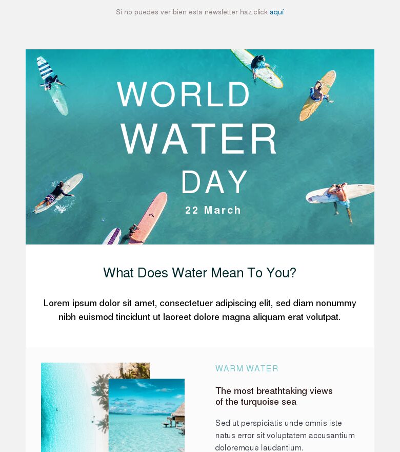 Plantilla email marketing El agua es naturaleza