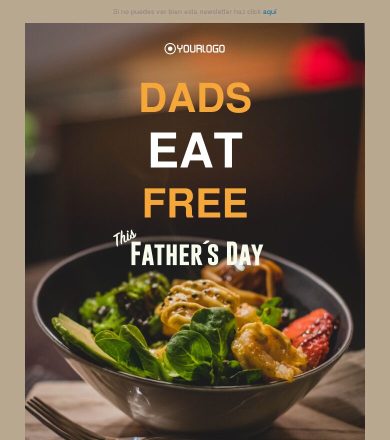 Plantilla email marketing Menú del Día del Padre
