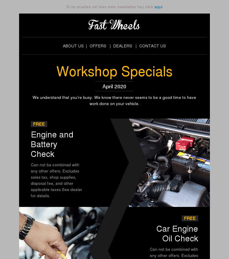 Plantilla email marketing Fast wheels