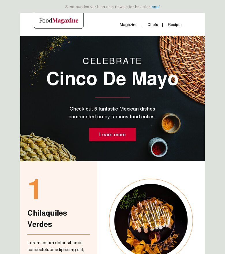 Plantilla email marketing Celebra el Cinco de Mayo