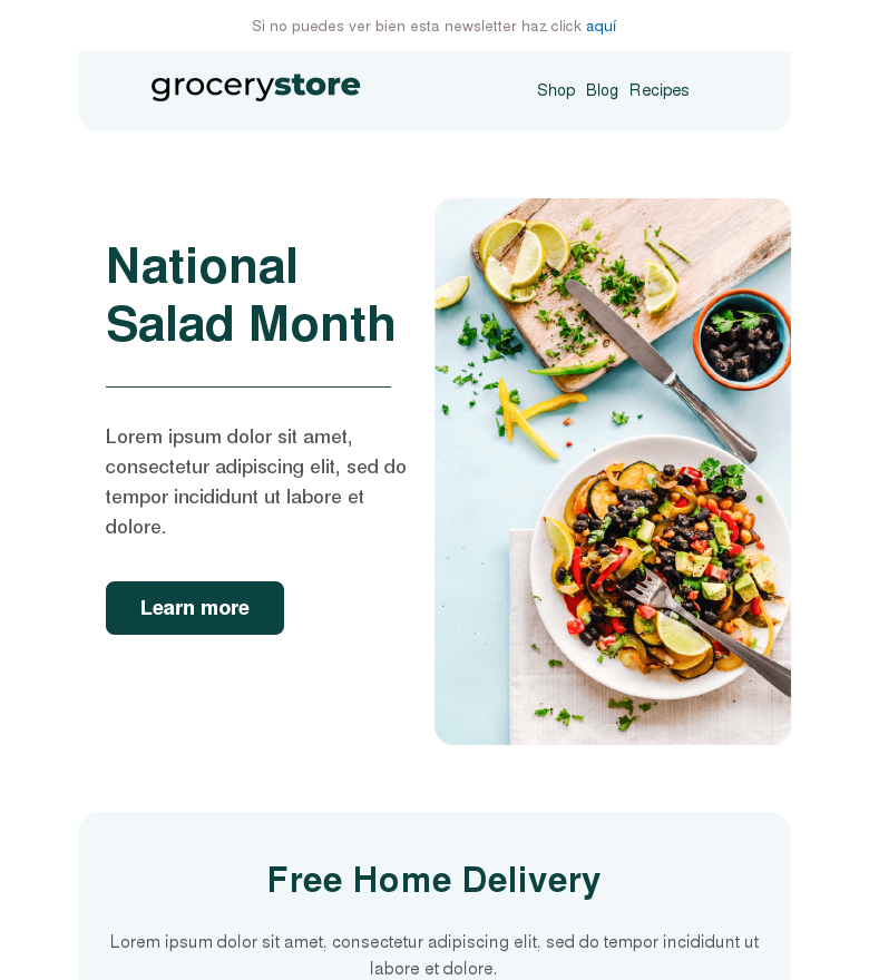Plantilla email marketing Grocery store