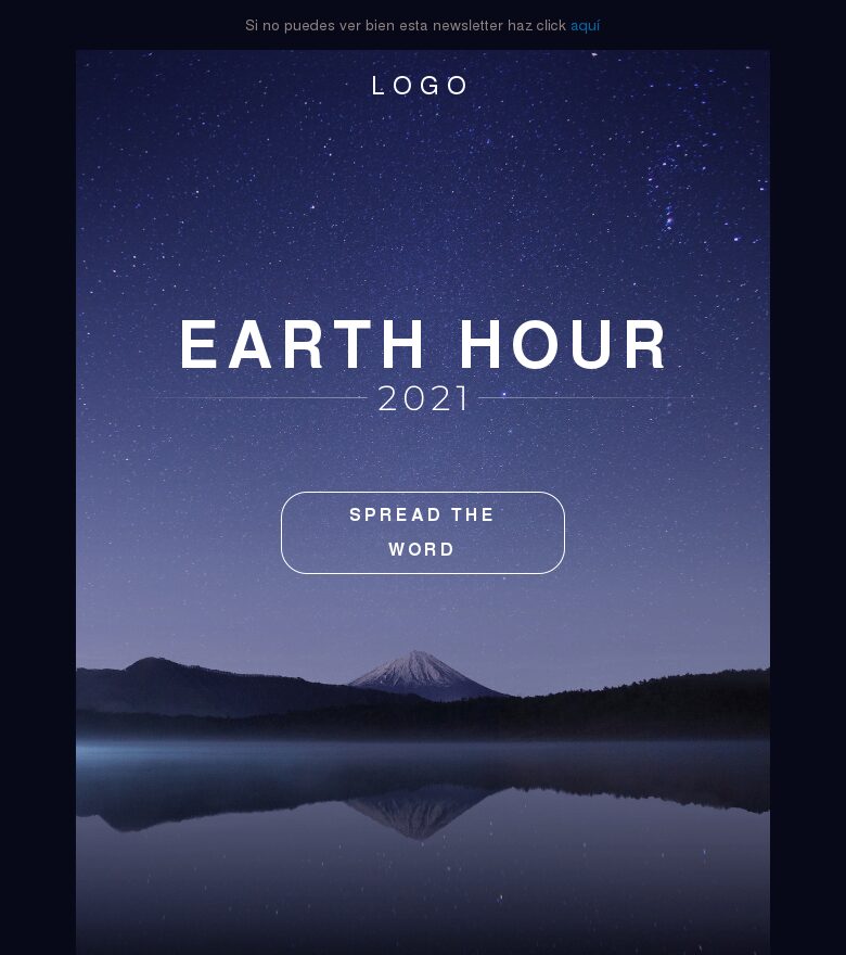 Plantilla email marketing Campaña de la Hora del Planeta