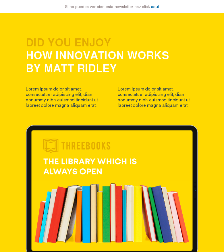 Plantilla email marketing The library which is always open
