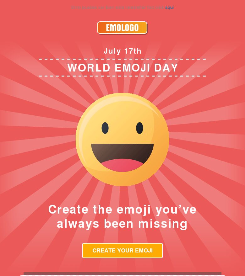 Plantilla email marketing Día Mundial del Emoji