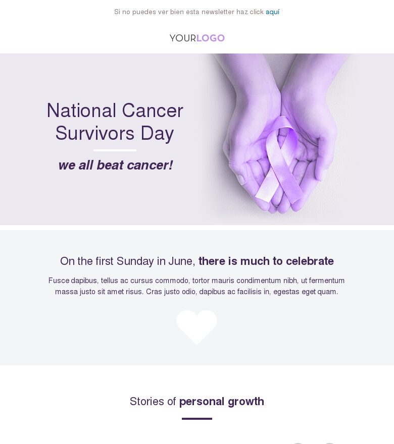 Plantilla email marketing Día nacional de los supervivientes de cáncer