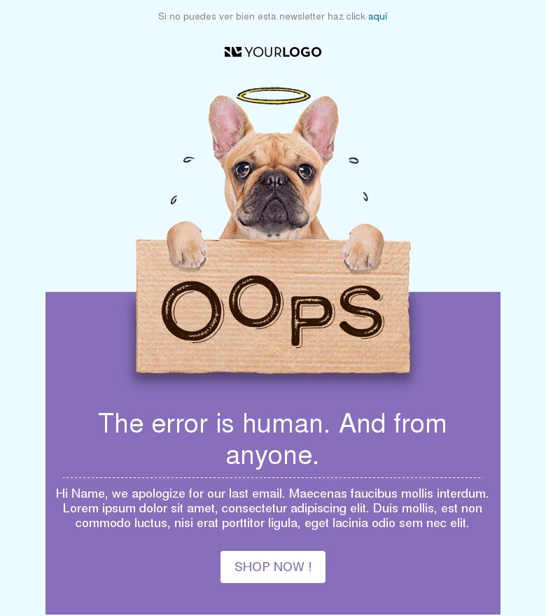 Plantilla email marketing Email de disculpa