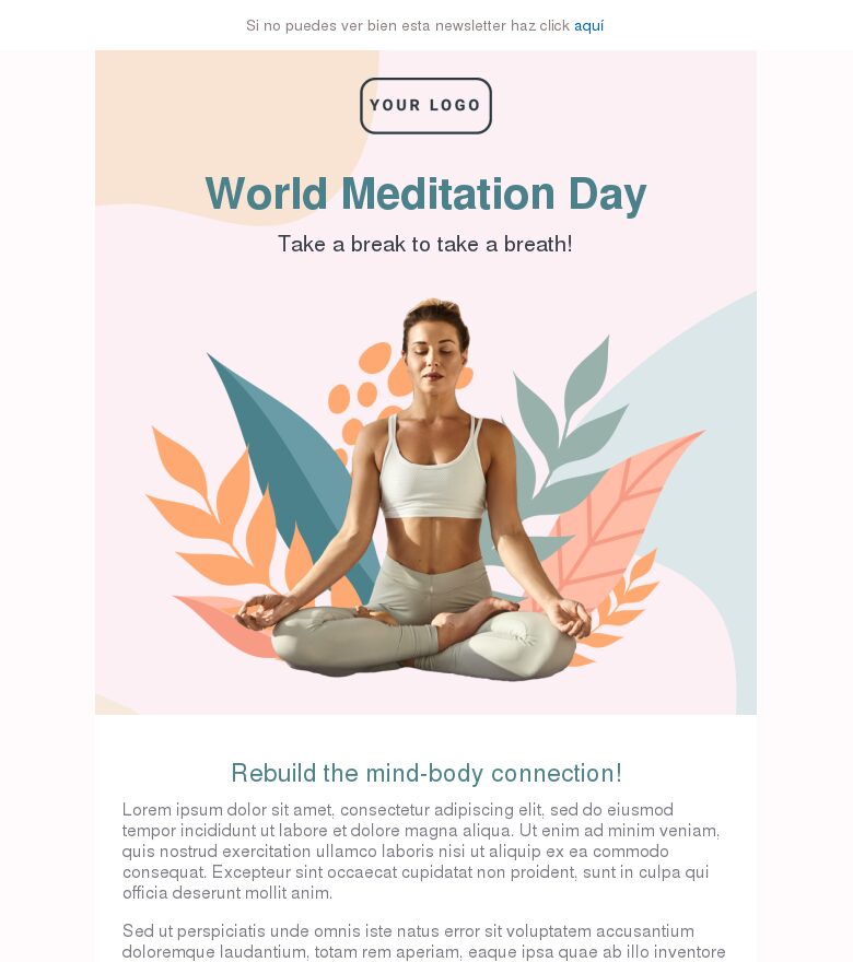 Plantilla email marketing Día Mundial de la Meditación