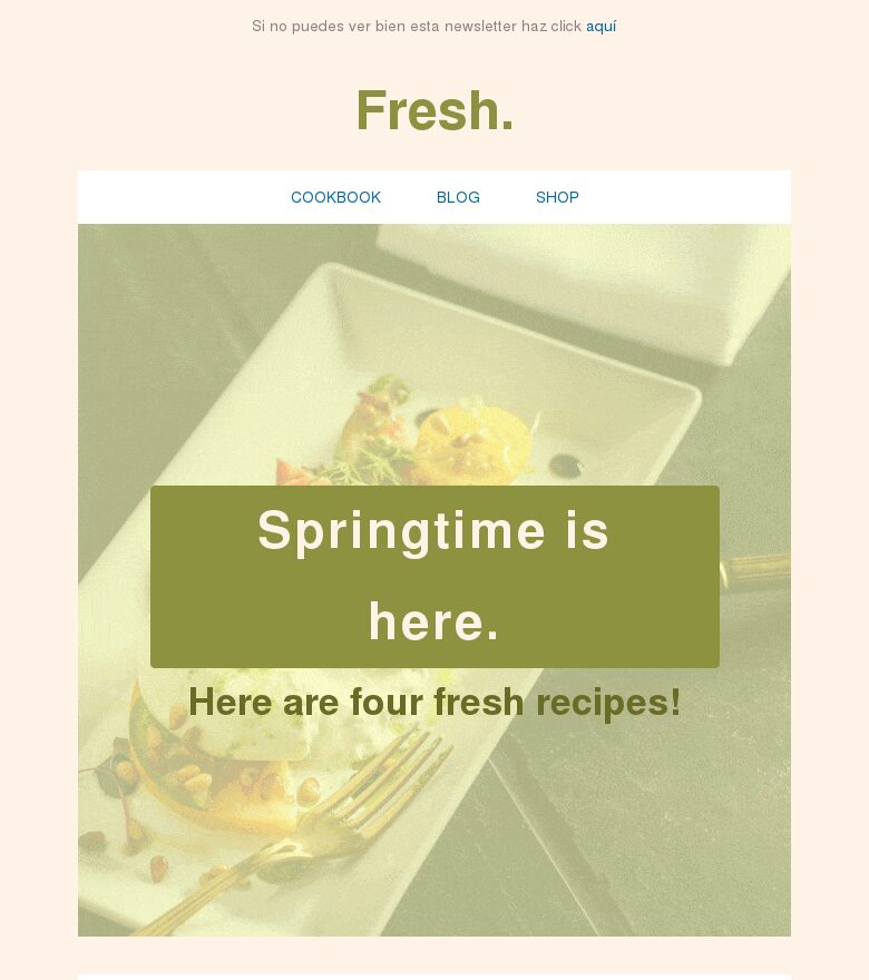 Plantilla email marketing Recetas de temporada de primavera