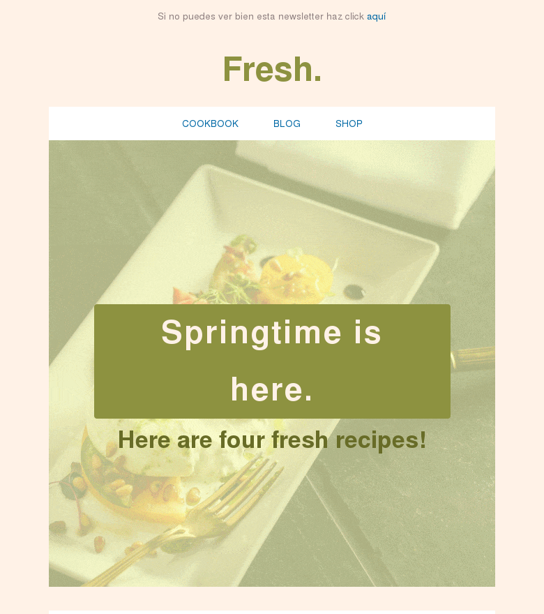 Plantilla email marketing Spring seasonal recipes
