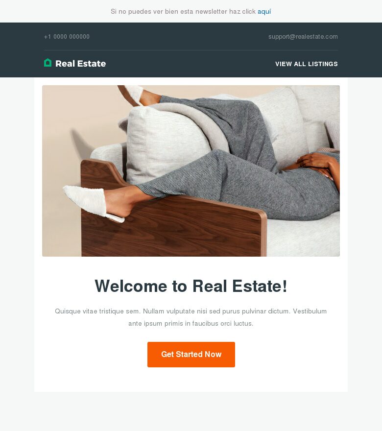 Plantilla email marketing Bienvenida al sector inmobiliario
