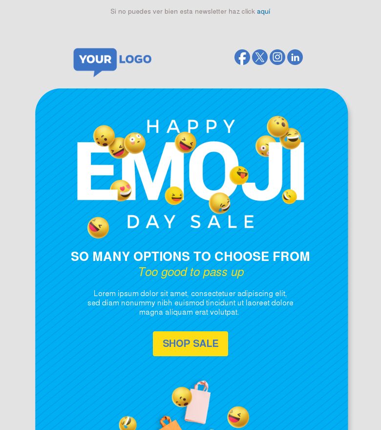 Template email marketing Rebajas del feliz día del emoji