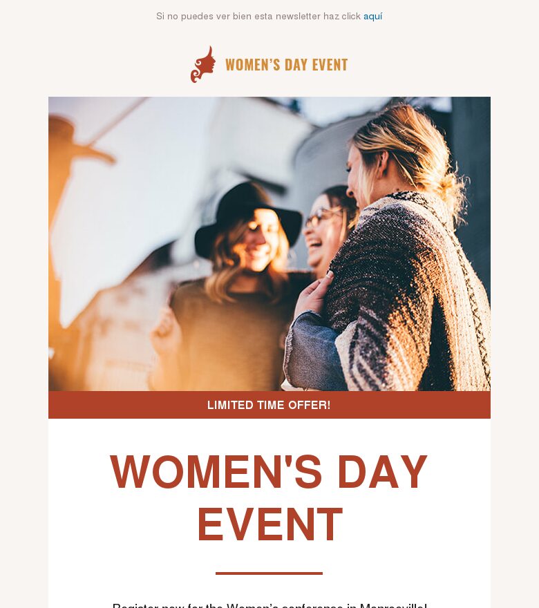 Template email marketing Evento del Día de la Mujer