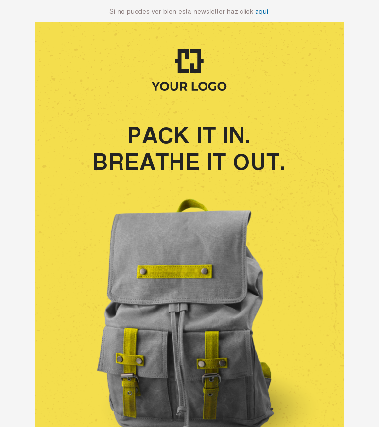 Plantilla email marketing Pack it in breathe it out