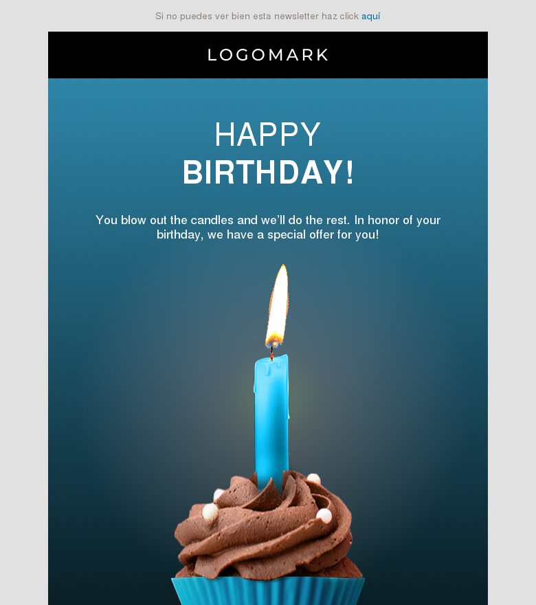 Plantilla email marketing Vela de cumpleaños