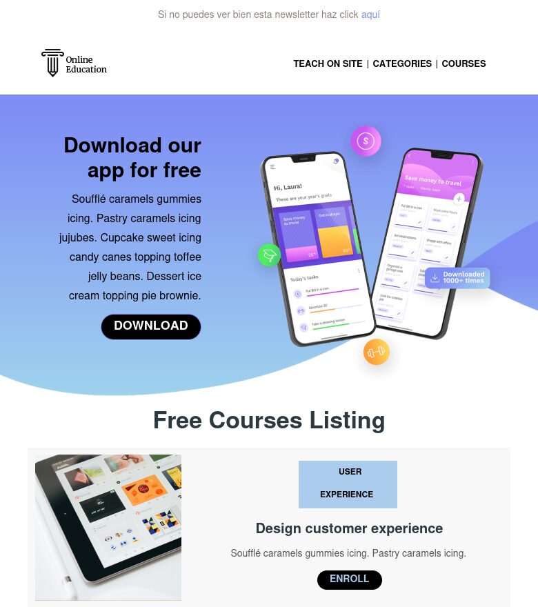 Plantilla email marketing Serie de bienvenida 1