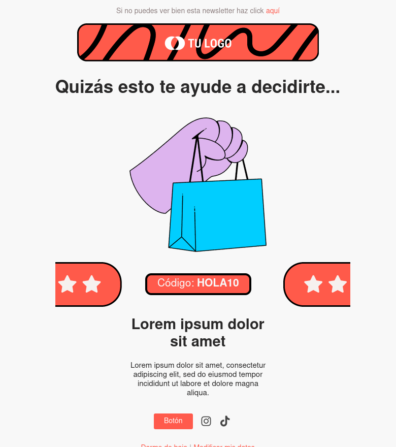 Plantilla email marketing Carrito abandonado — incentivo