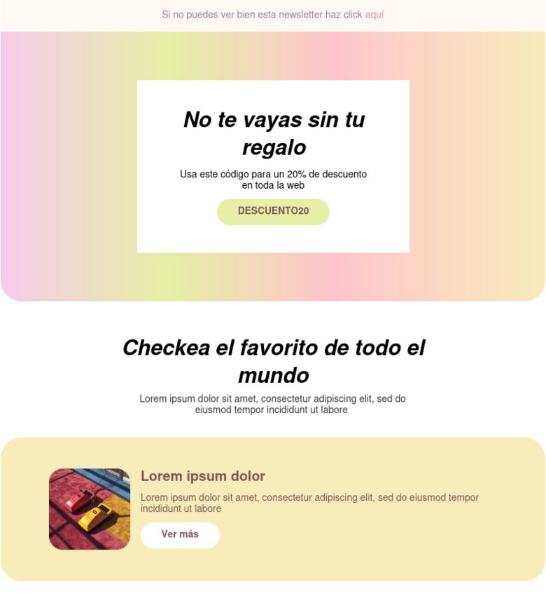 Plantilla email marketing Reactivación con incentivo