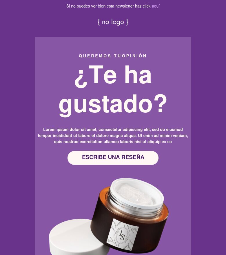 Plantilla email marketing Solicitud de reseña