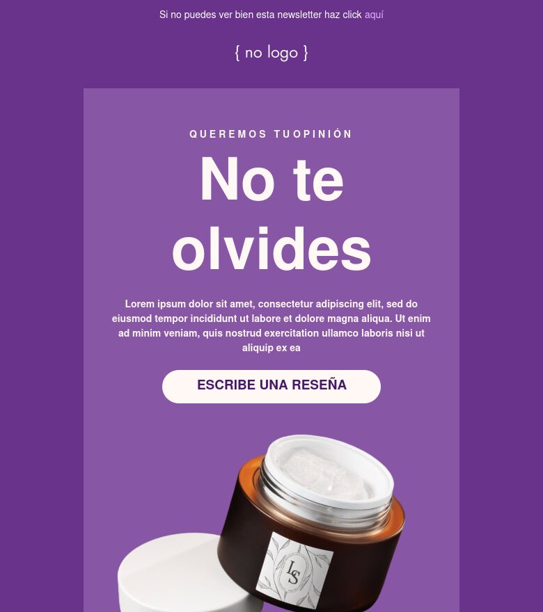 Plantilla email marketing Recordatorio de reseña