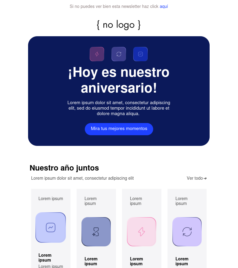 Plantilla email marketing Aniversario de cliente
