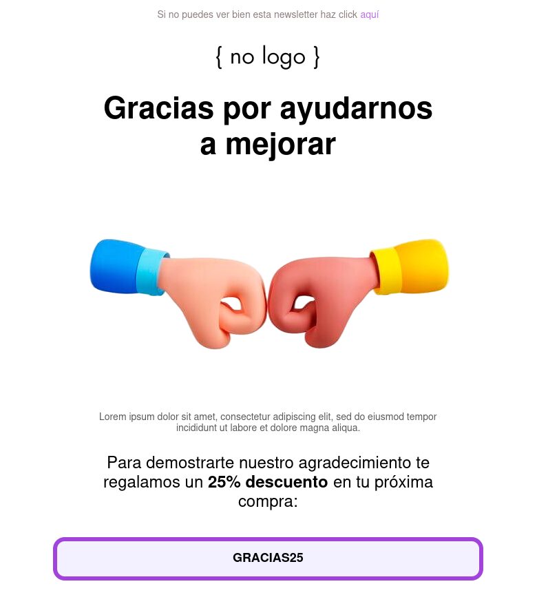 Plantilla email marketing Incentivo por responder la encuesta
