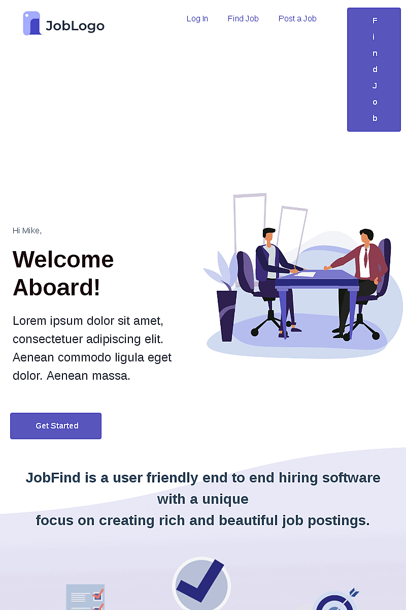 Landing page template Welcome aboard