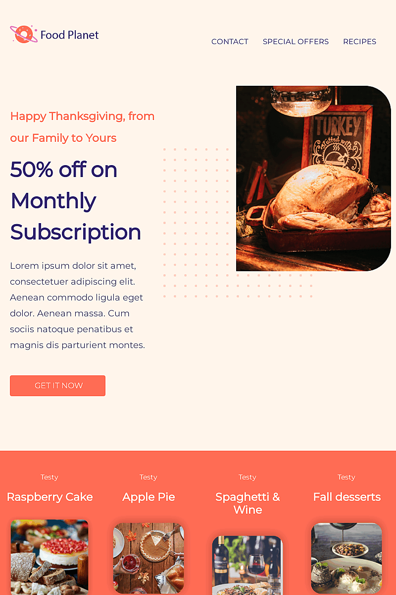 Plantilla landing page Happy thanksgiving day