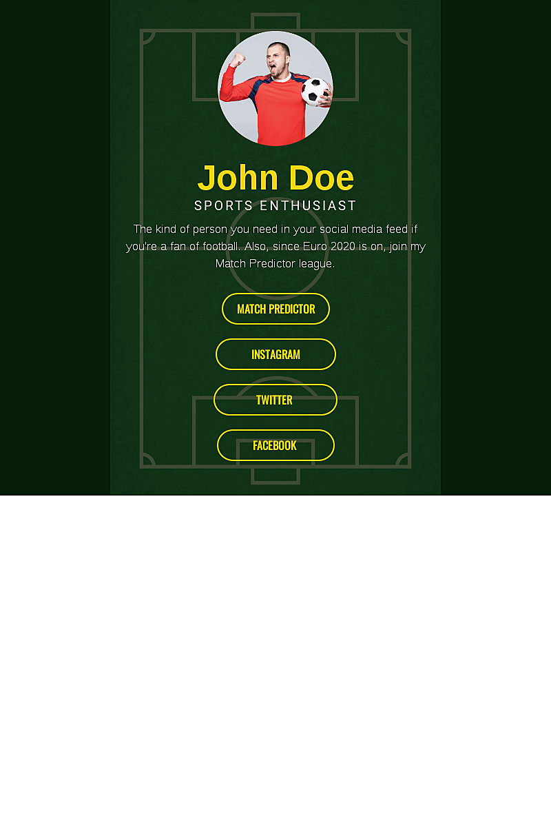 Plantilla Instagram link in bio page for a sports enthusiast