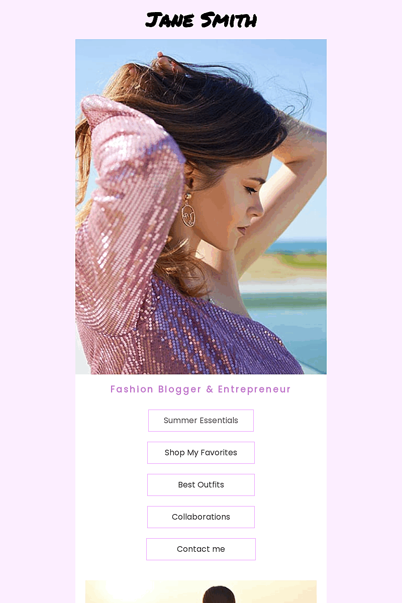 Template Instagram link in bio for a blogger