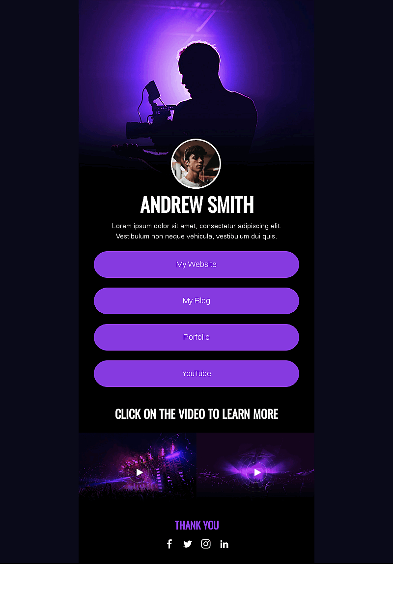 Plantilla Instagram link in bio for a video maker